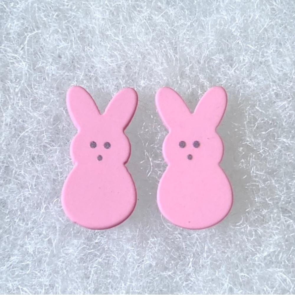 Pink Peep Easter BunnyBunnies Stud Earrings - Picture 1 of 2